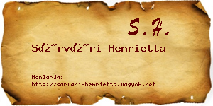 Sárvári Henrietta névjegykártya