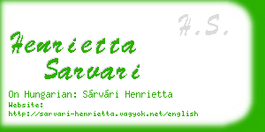 henrietta sarvari business card
