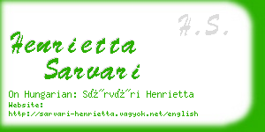 henrietta sarvari business card